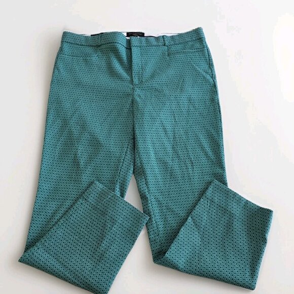 Banana Republic Pants Women 14 Green Geo Pockets Sloan Fit Stretch Ankle Office - Picture 8 of 16